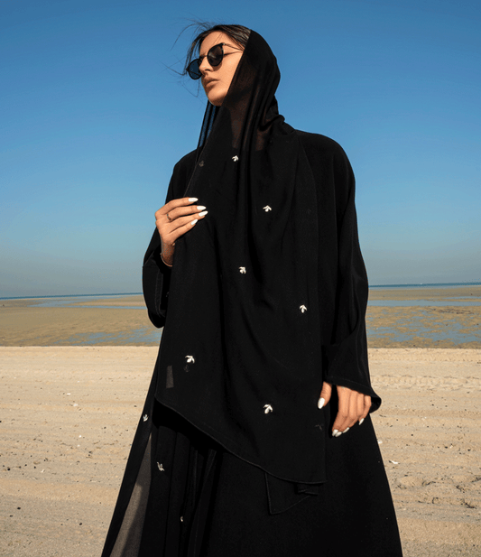Summer white embroidery abaya