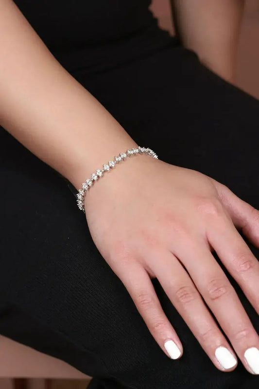 Sterling Silver Pear Tennis Bracelet 006 - 1