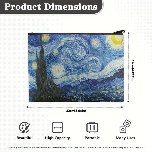 Van Gogh Starry Sky Print Makeup Bag - 3