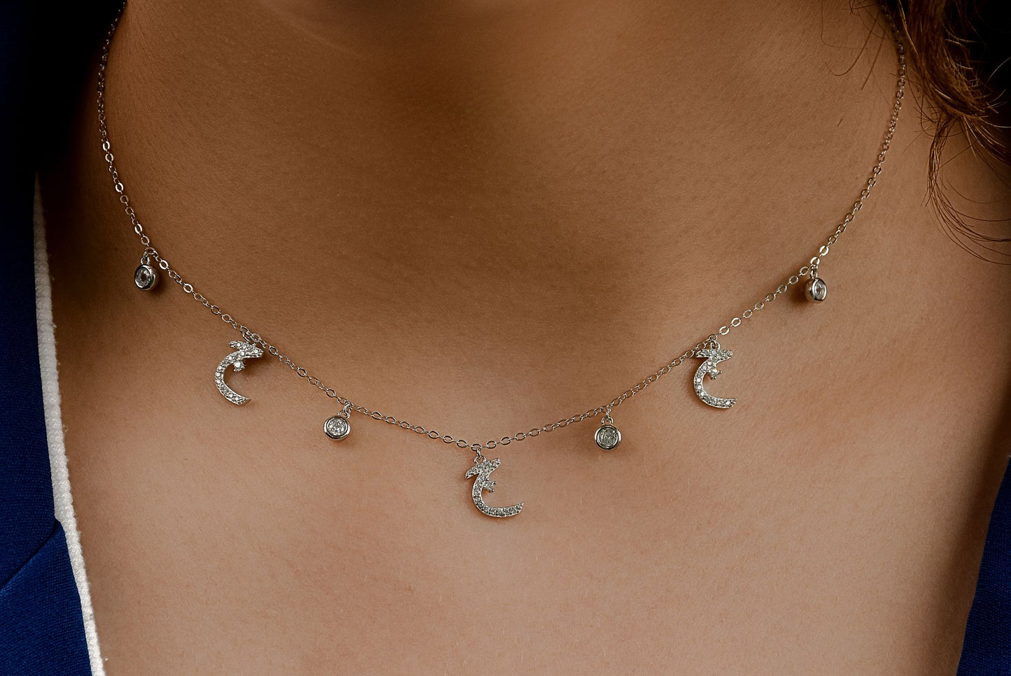 Sterling Silver Arabic Letter Necklace _ ج - 1