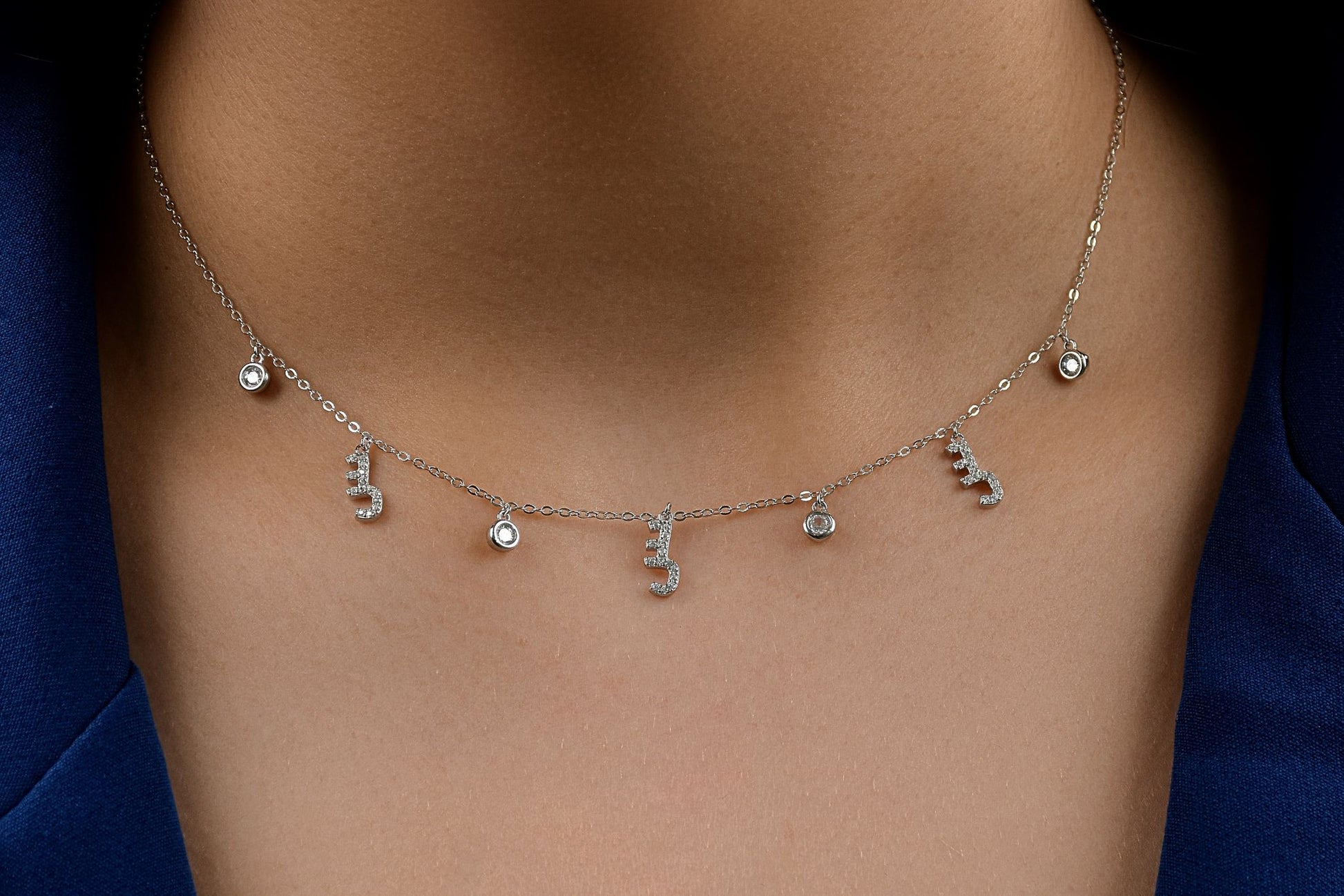 Sterling Silver Arabic Letter Necklace_ س - 1