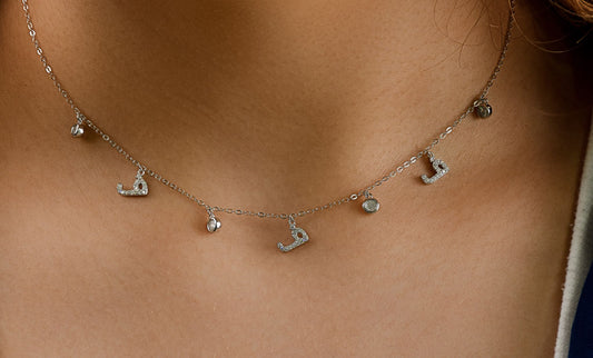 Sterling Silver Arabic Letter Necklace_ف - 1