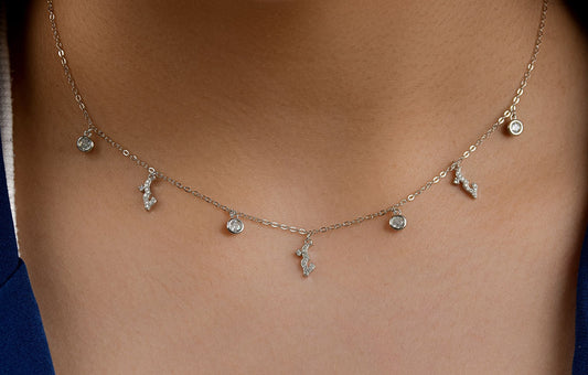 Sterling Silver Arabic Letter Necklace_حب - 1