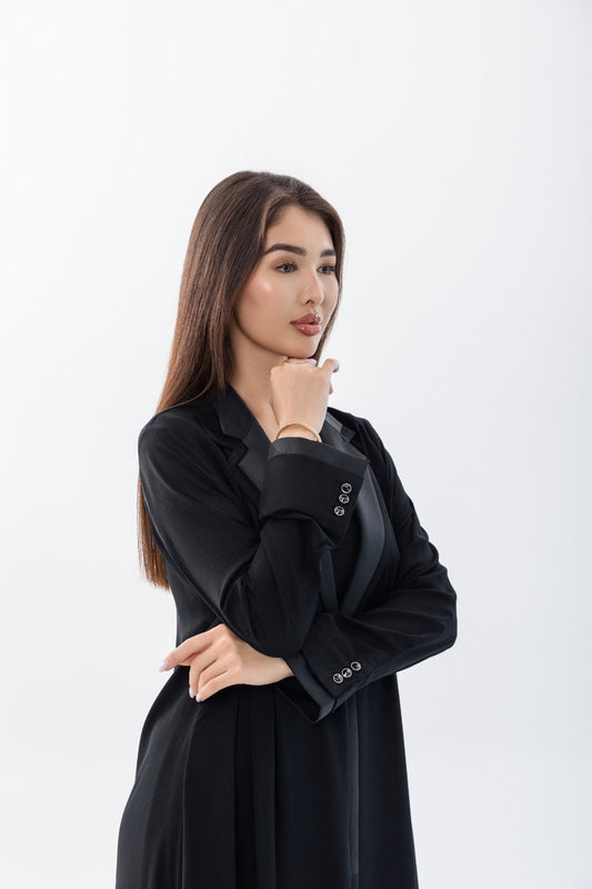 Elegant jacket abaya with Black Buttons - 2