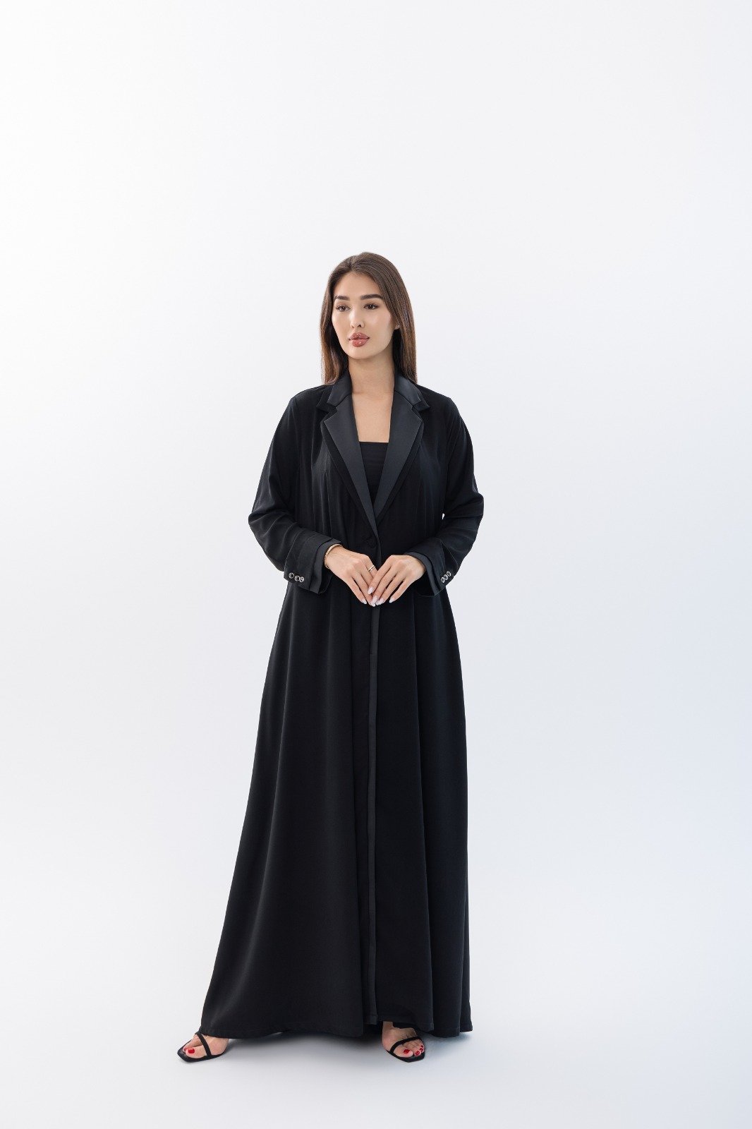 Elegant jacket abaya with Black Buttons - 3
