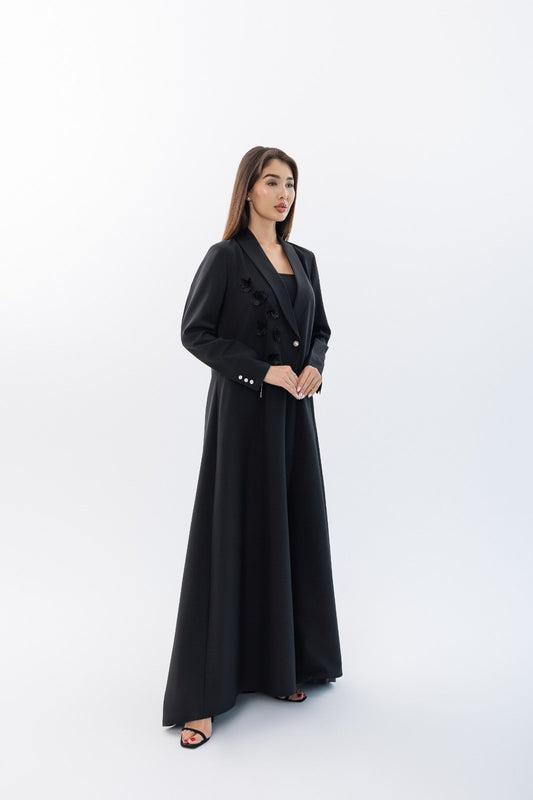 Flower Decorated  Jacket Abaya - 1