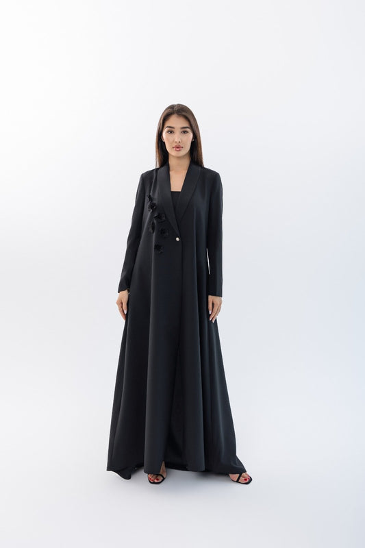Flower Decorated  Jacket Abaya - 2