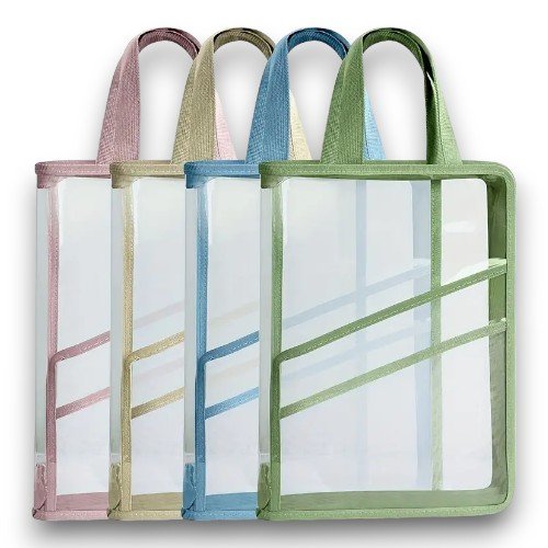 Transparent PVC File Organizer Bag with 180-Degree - 1