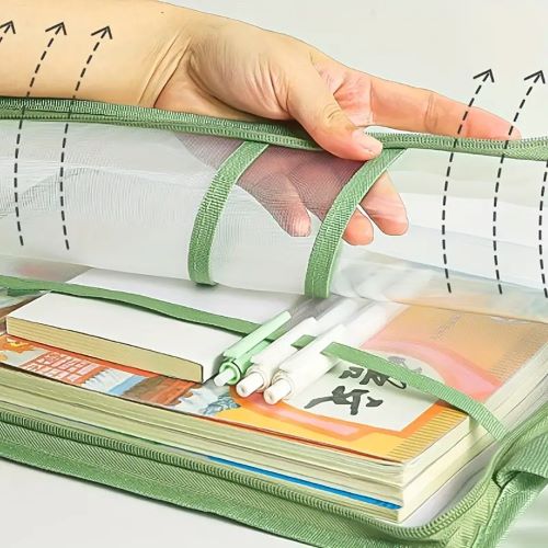 Transparent PVC File Organizer Bag with 180-Degree - 3