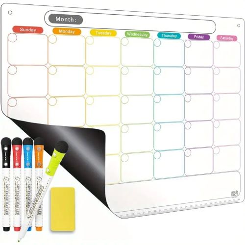 Monthly Fridge Calendar Whiteboard With Extra-Thick Magnet - 1