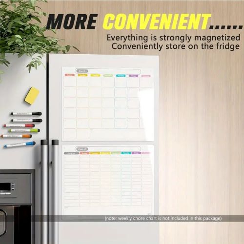 Monthly Fridge Calendar Whiteboard With Extra-Thick Magnet - 2