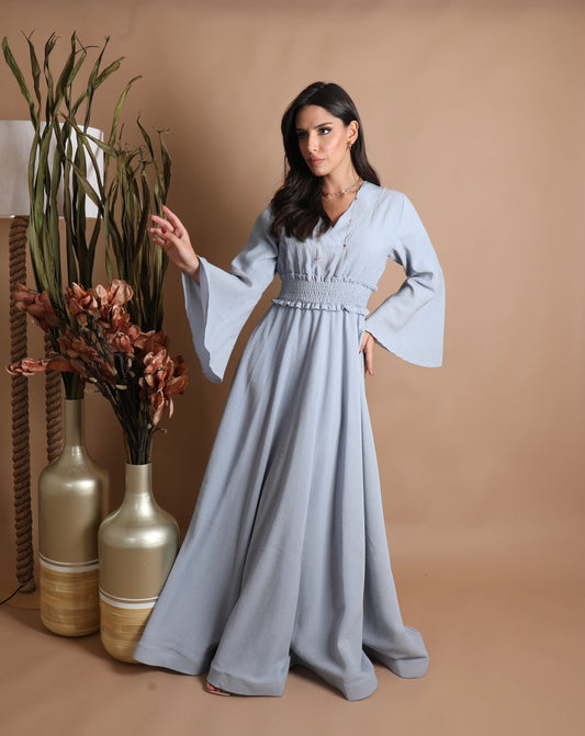 Floor Length Dress With Wide Sleeves