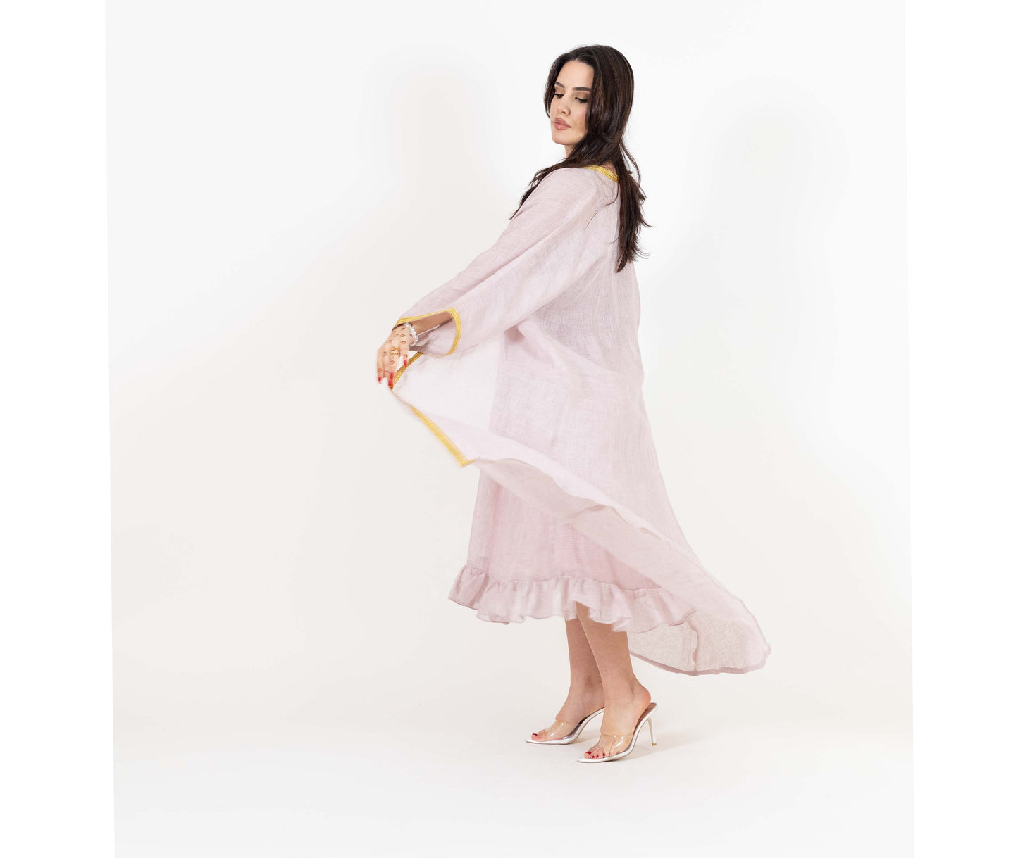 Shoulder Straps Midi Dress With Kimono