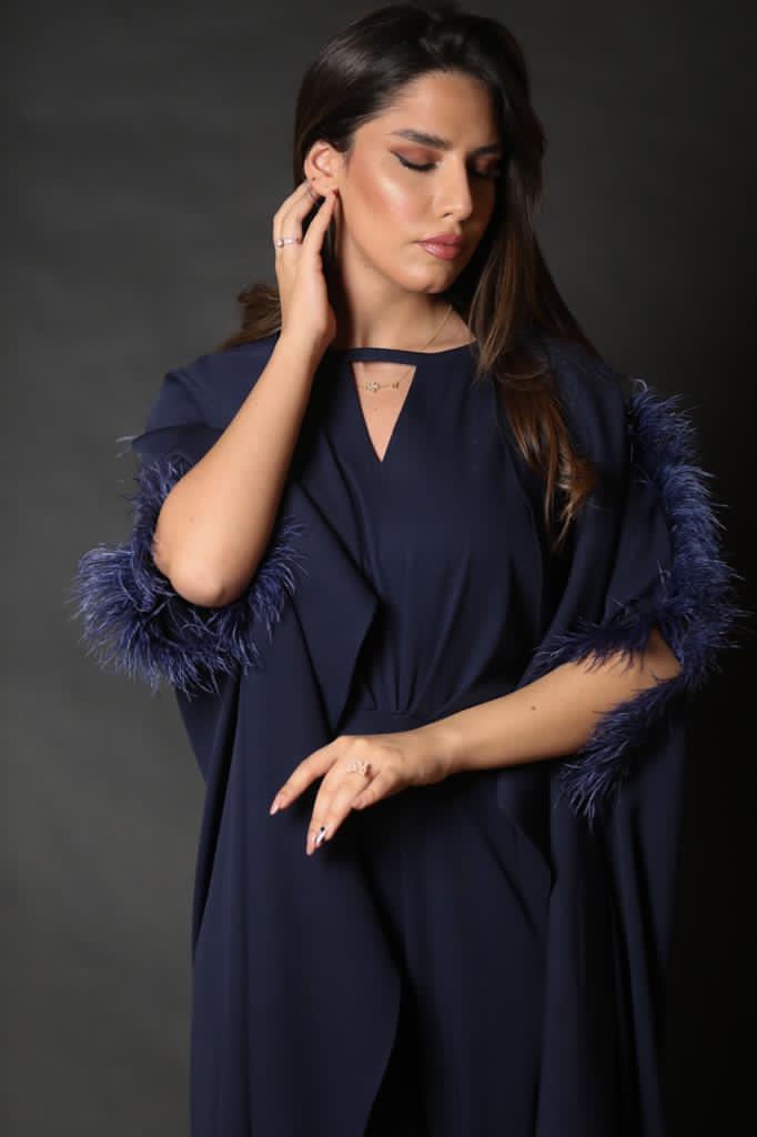 Navy JumpSuit With Cape