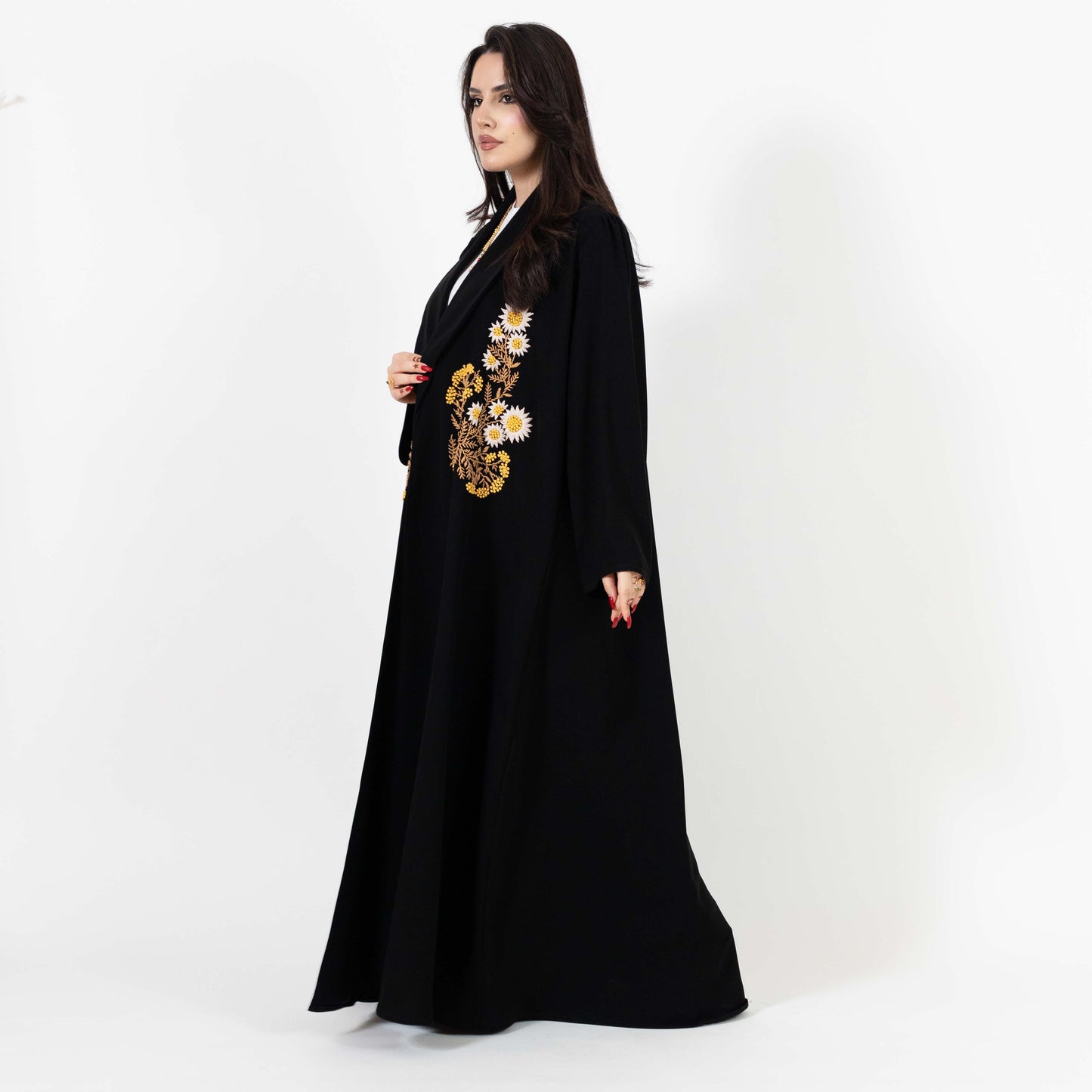 Embroidered Open-Front Abaya