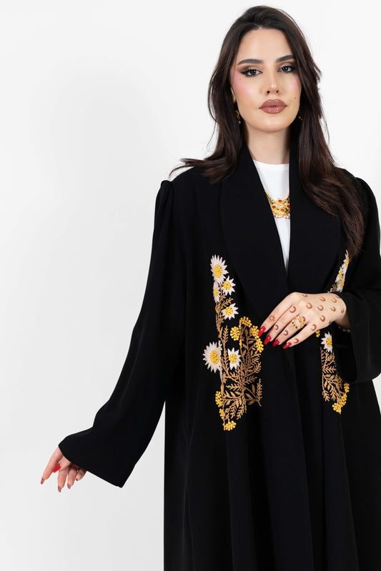 Embroidered Open-Front Abaya