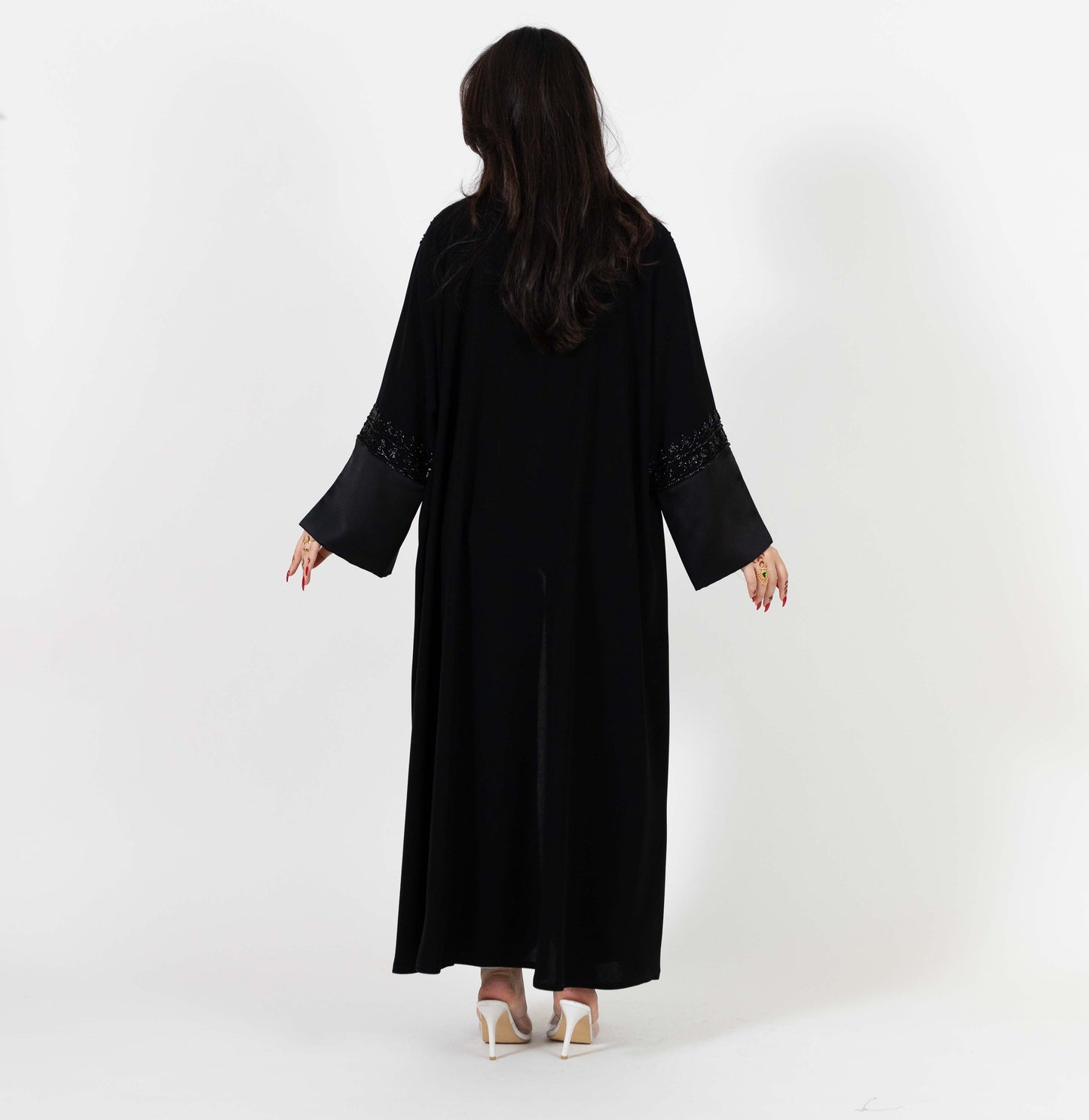 Black Abaya With Dantel Sleeve
