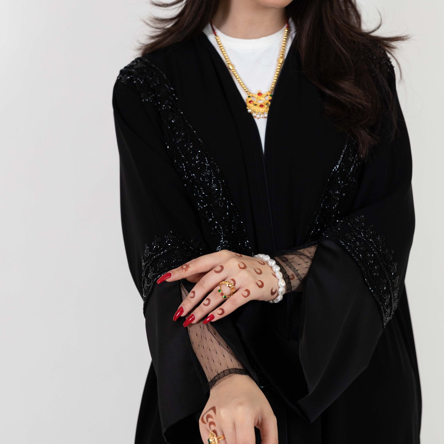 Black Abaya With Dantel Sleeve