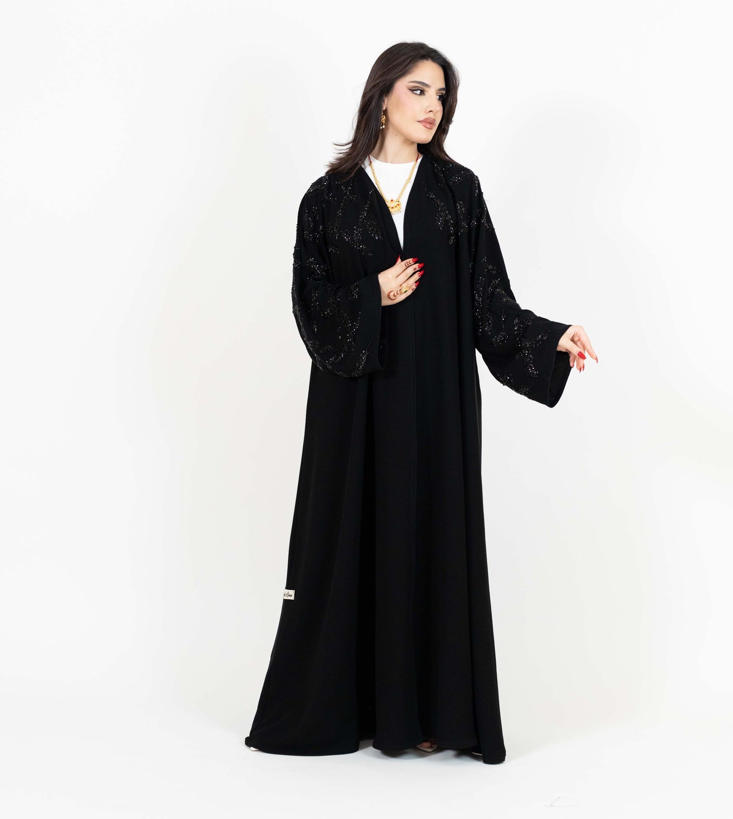 Black Abaya With Embroidered Beads
