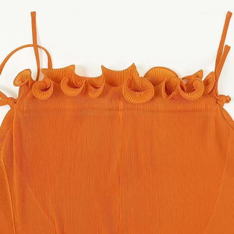 Ruffles orange dress with belt - 3