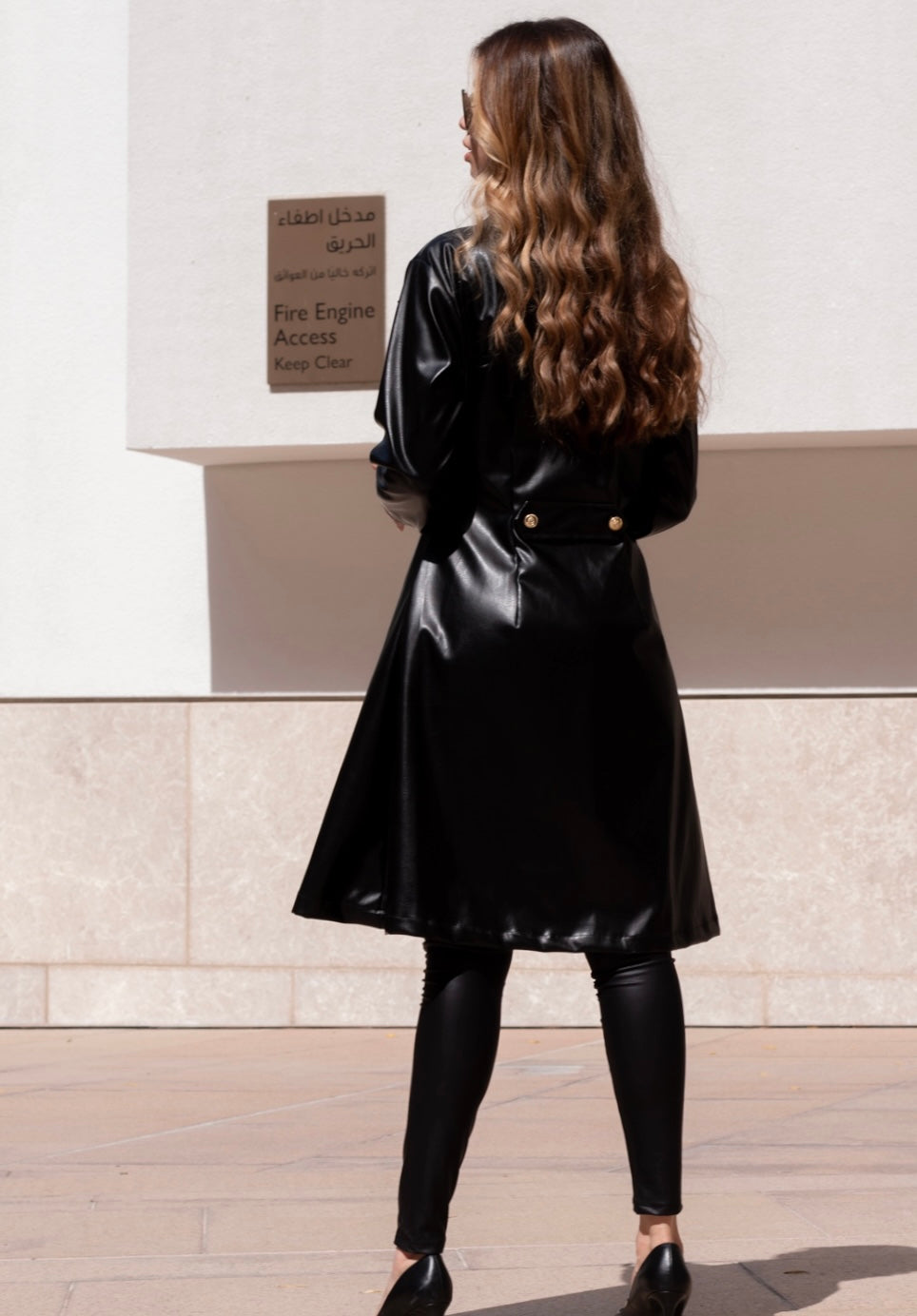 Leather knee Length Dress
