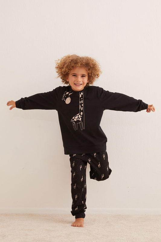 long-sleeved pajama shirt with long pants for children - 1