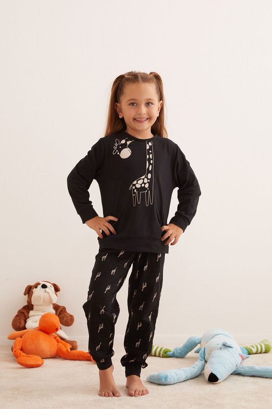 long-sleeved pajama shirt with long pants for children - 2