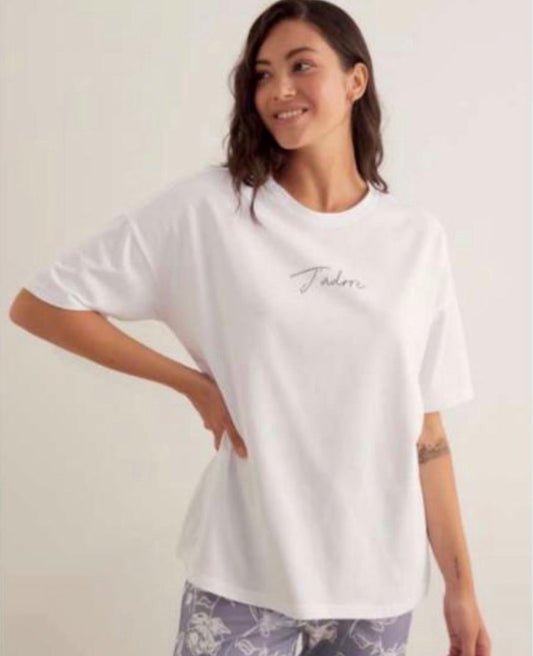 white T-shirt with short sleeves - 1
