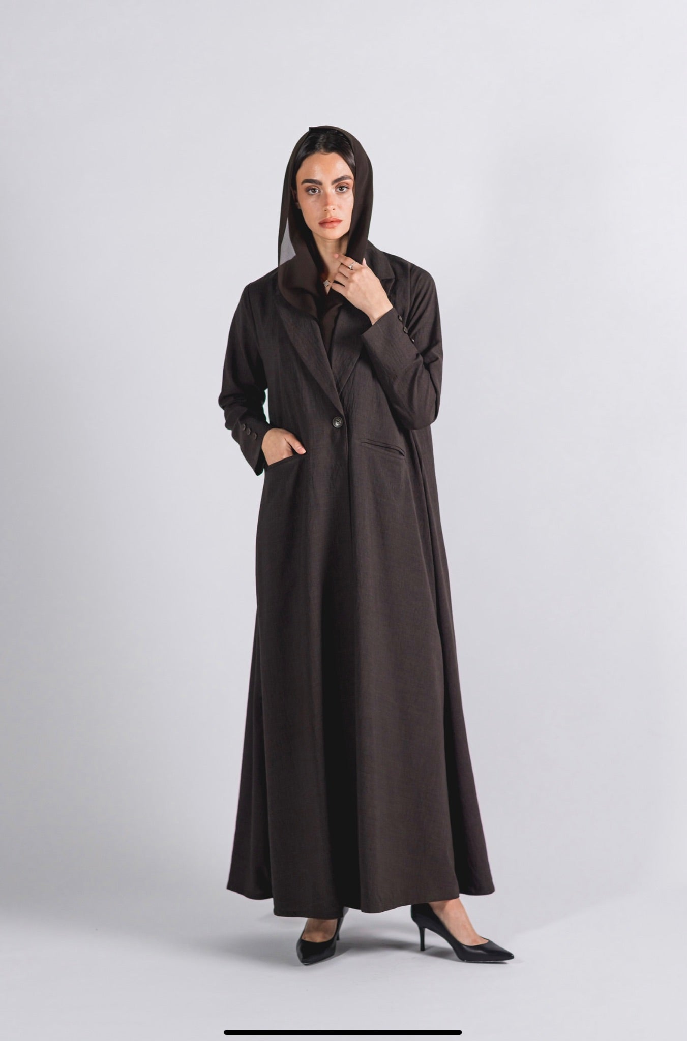 Dark brown formal abaya  - 3