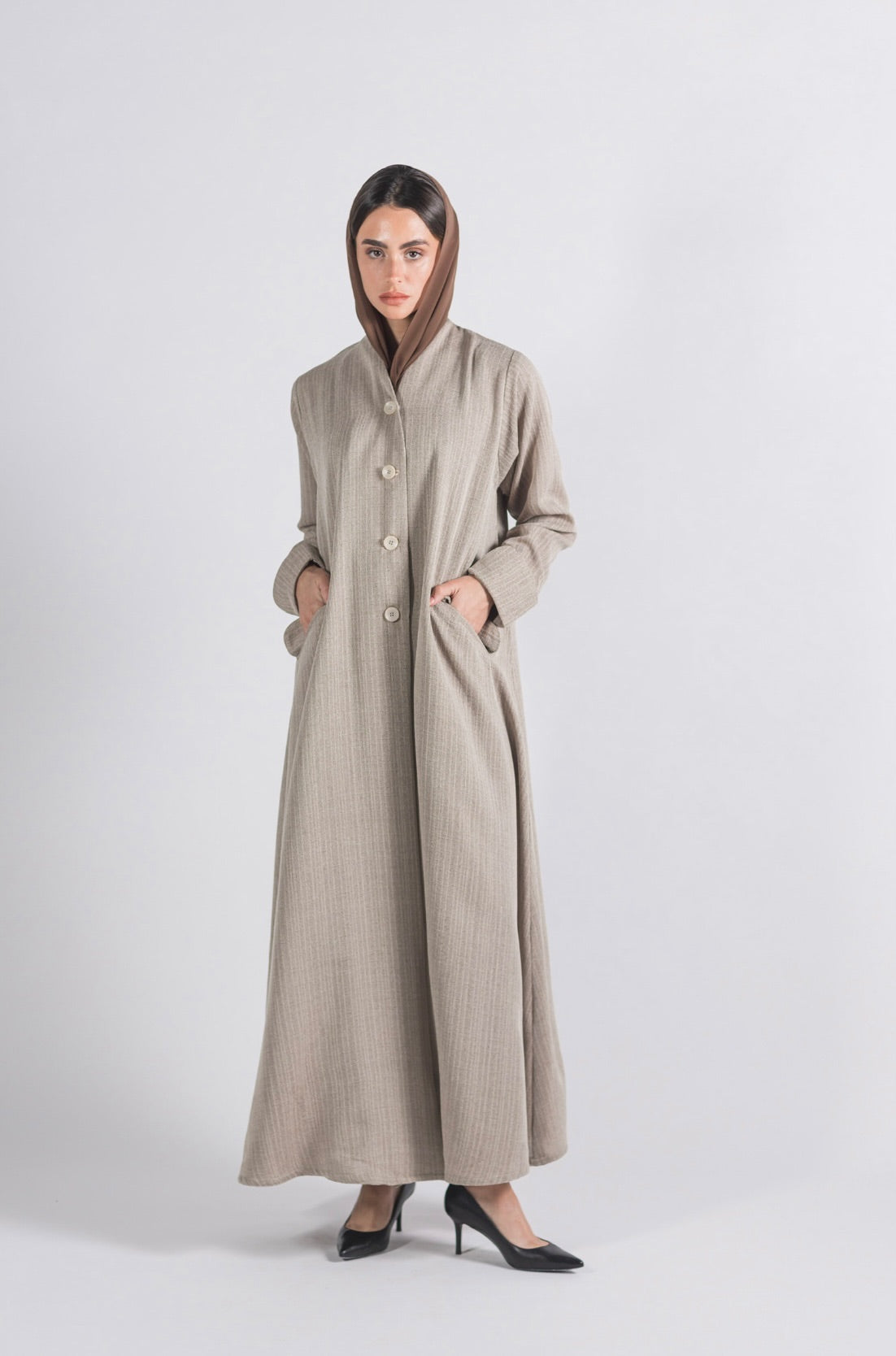 Beige winter abaya - 2