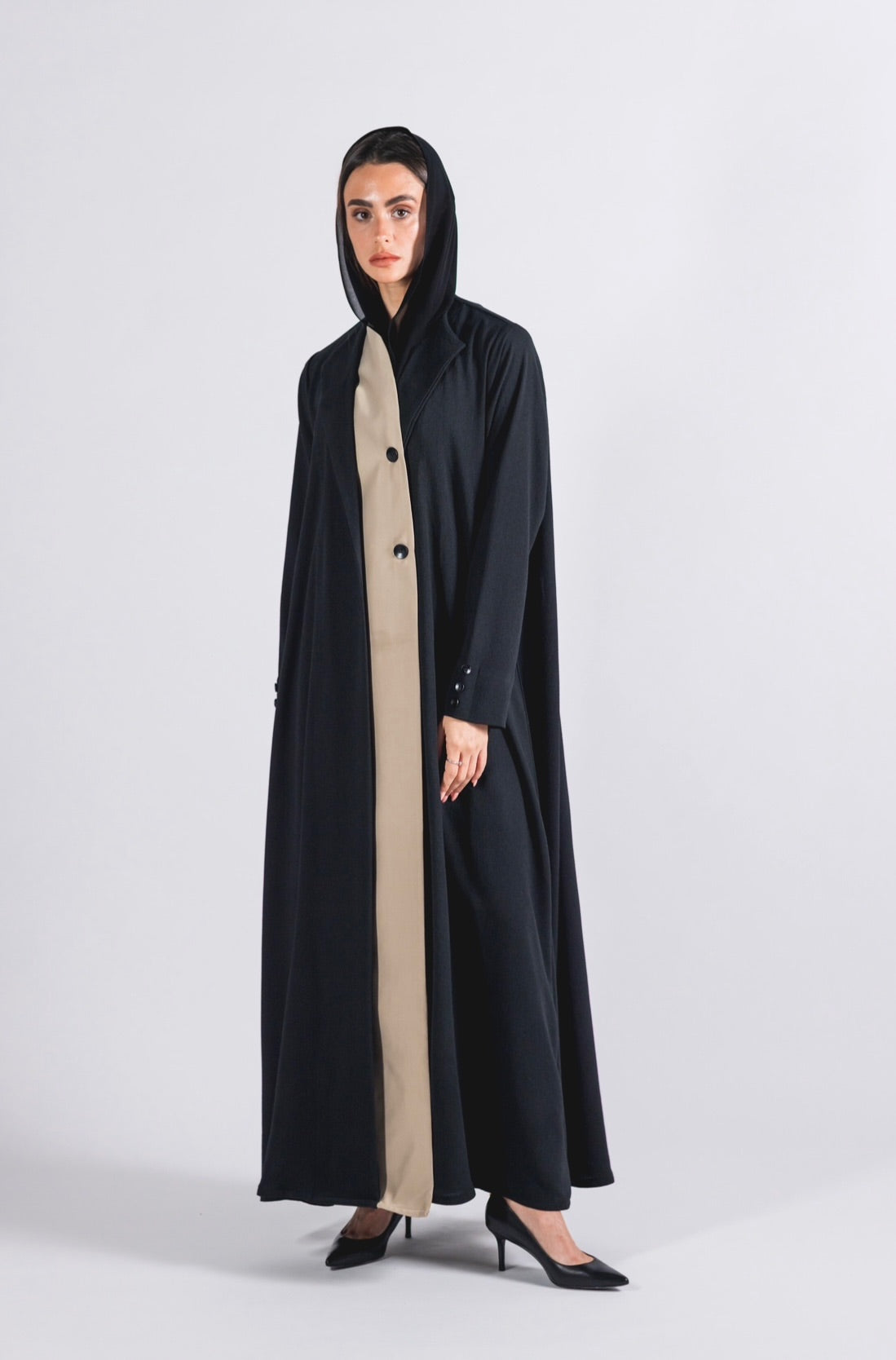 Black and beige abaya - 2