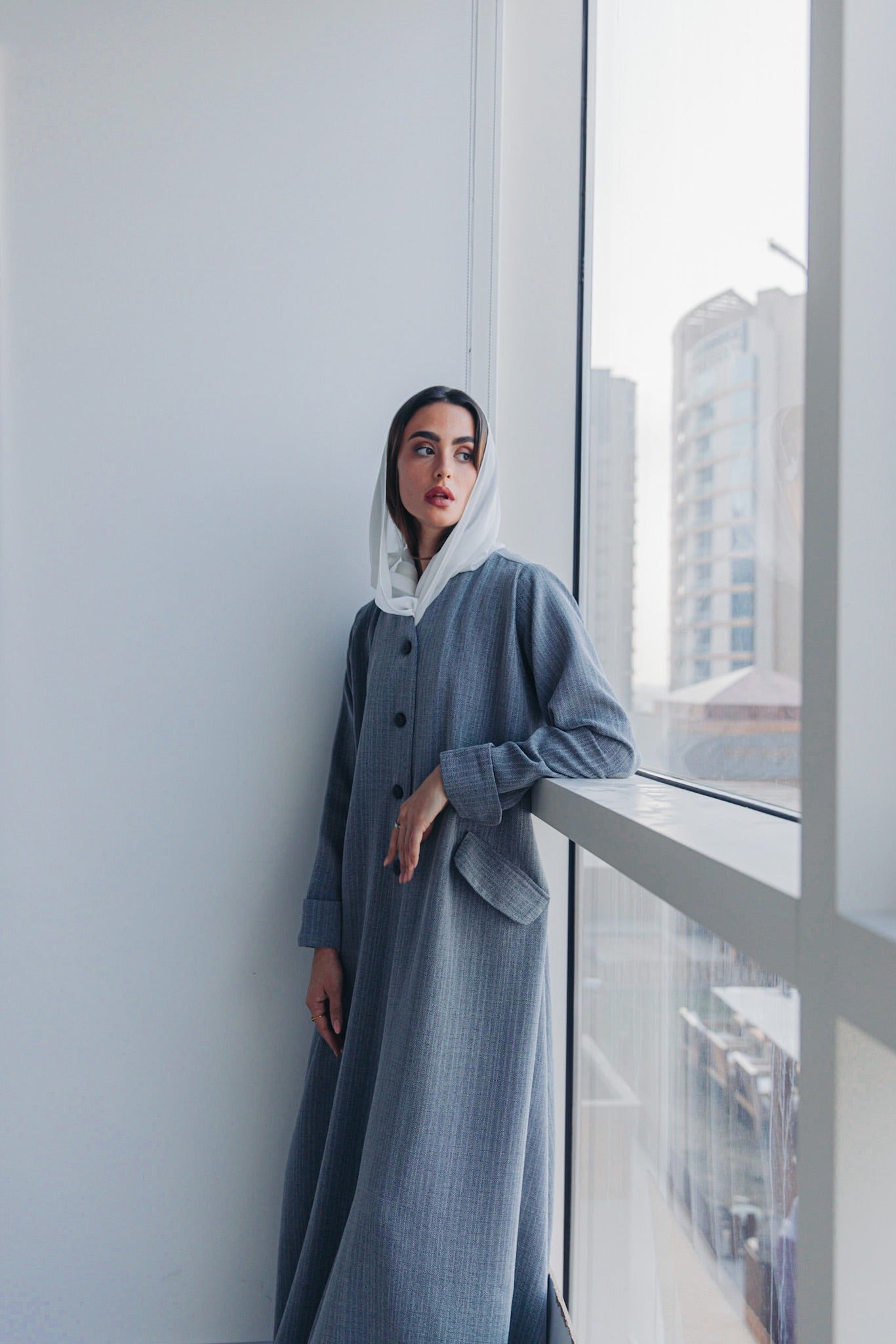 Grey winter abaya - 1