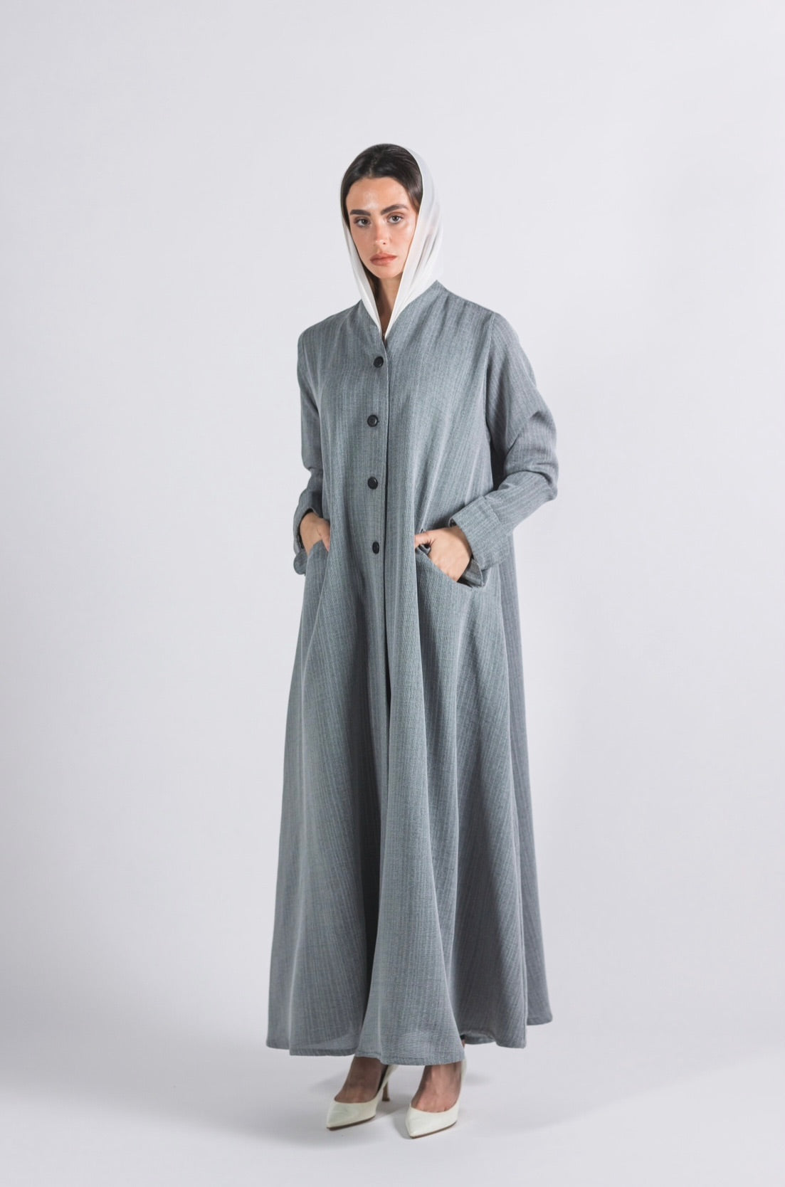 Grey winter abaya - 2