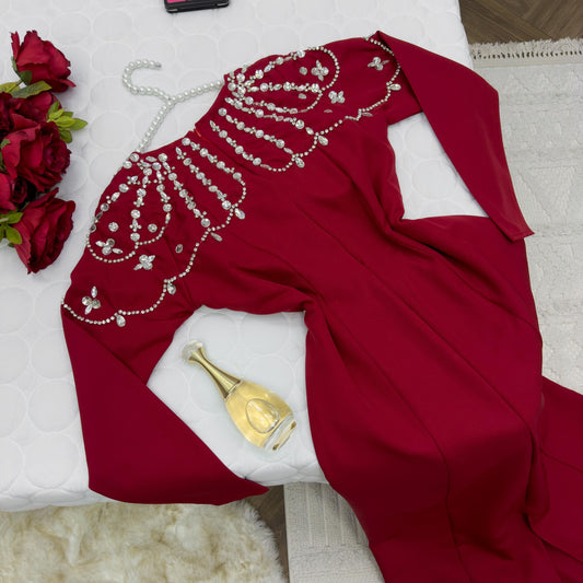 فستان أحمر ساده  - 2