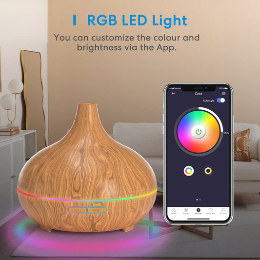 Meross Smart WiFi Essential Oil Diffuser Works with Apple HomeKit & Alexa, Ultrasonic Aromatherapy Diffuser & Mist Humidifier with Voice & APP Remote Control, Schedule & Timer, RGB Light - 2
