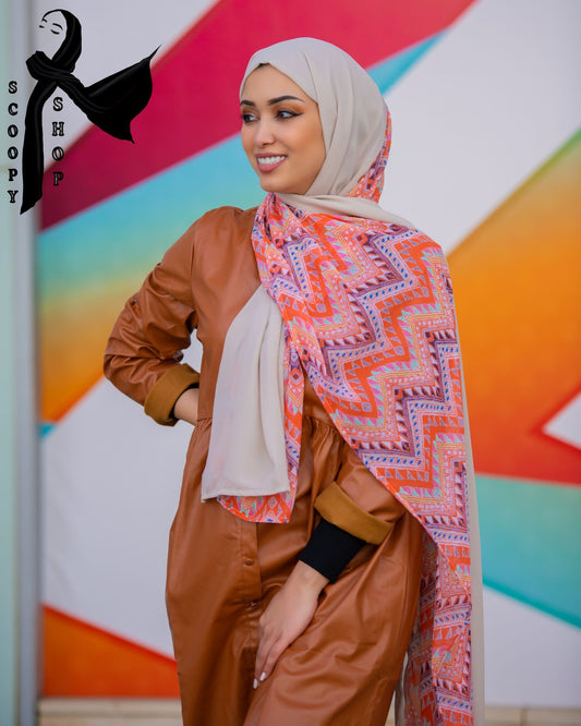 Printed Gorgette Hijab /حجاب جورجيت معرق - 1