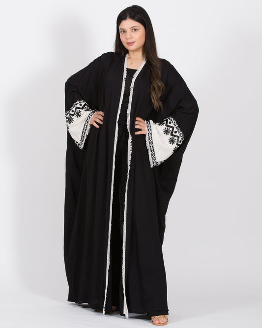 Black abaya with white sleeves