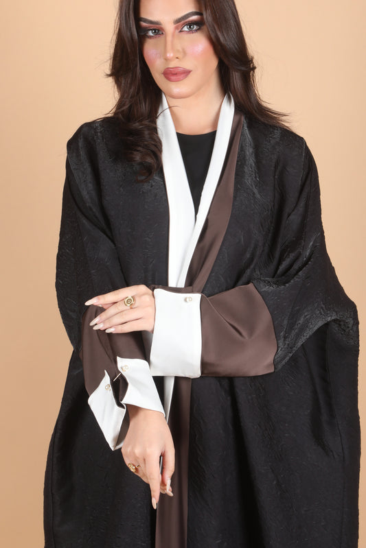 Textured silk black abaya