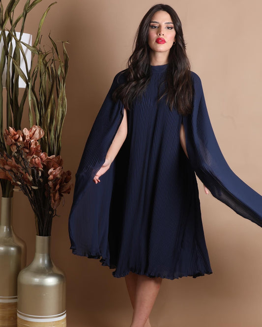 Flowy midi dress with cape