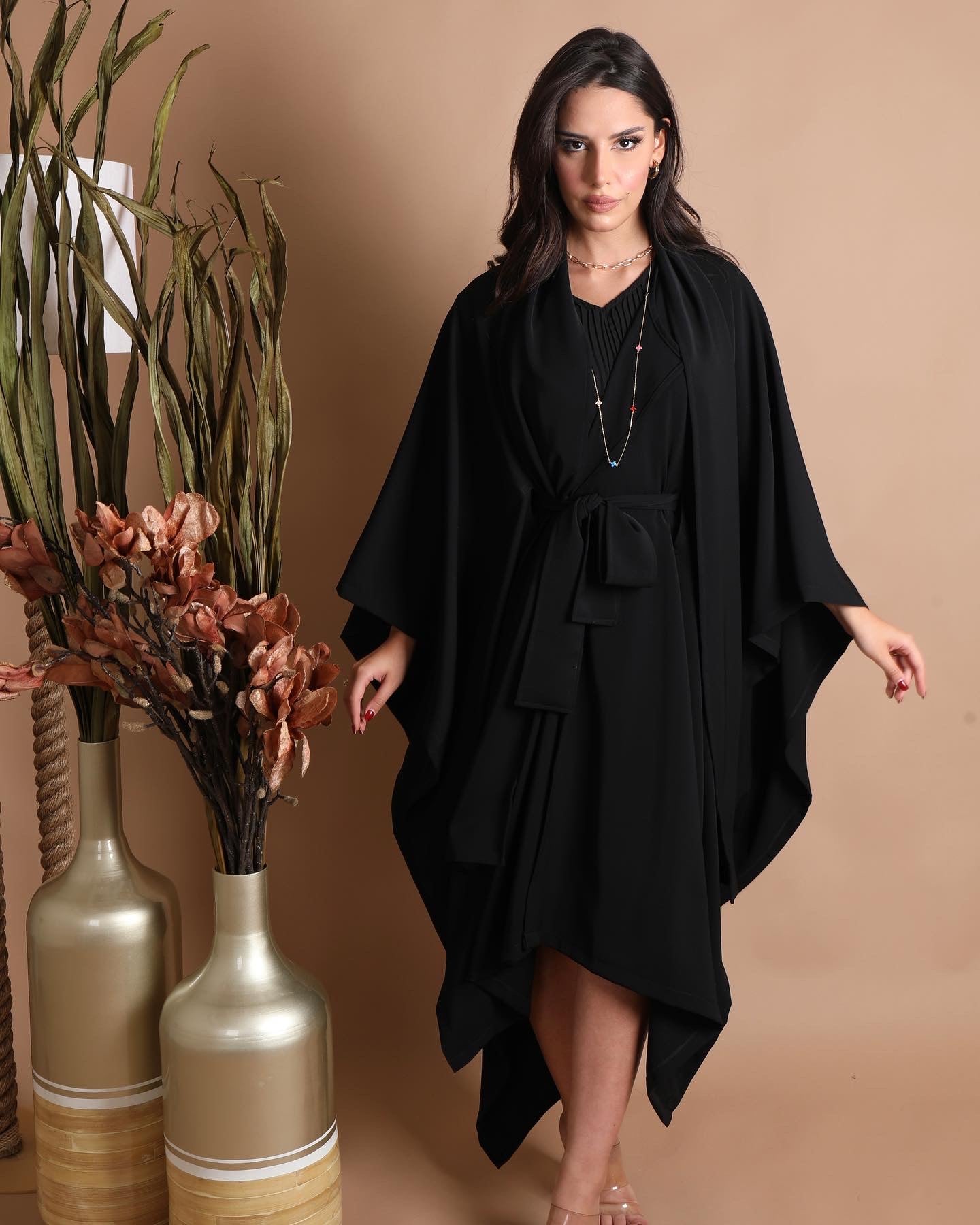 Flowy midi black dress