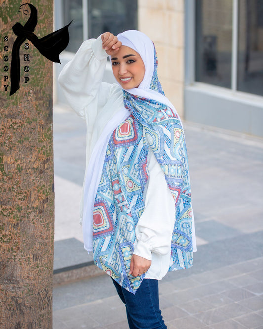 Printed Gorgette Hijab /حجاب جورجيت معرق - 1