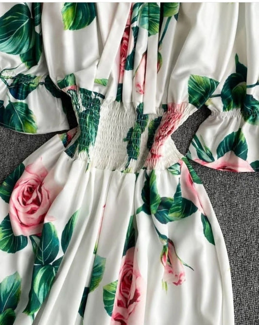 Floral dress with buff sleeves - 2