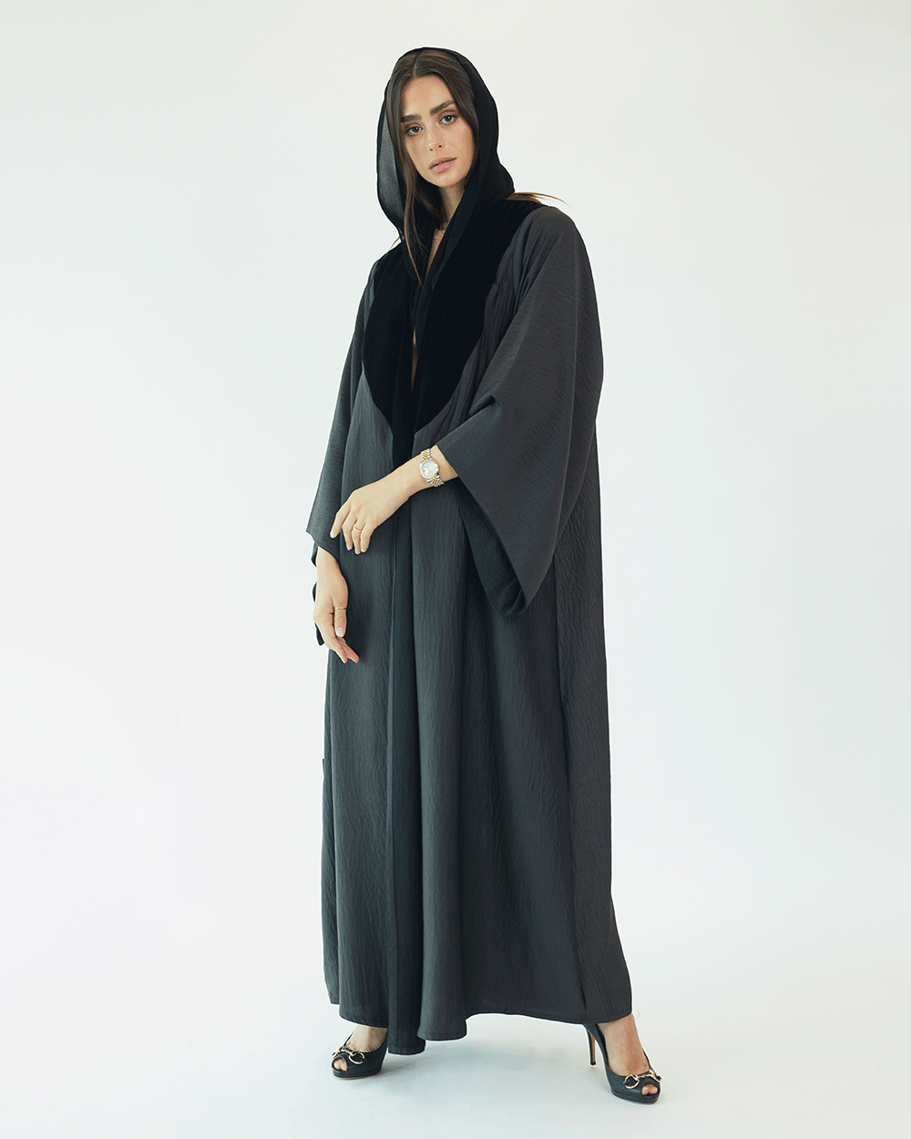 Formal dark gray abaya